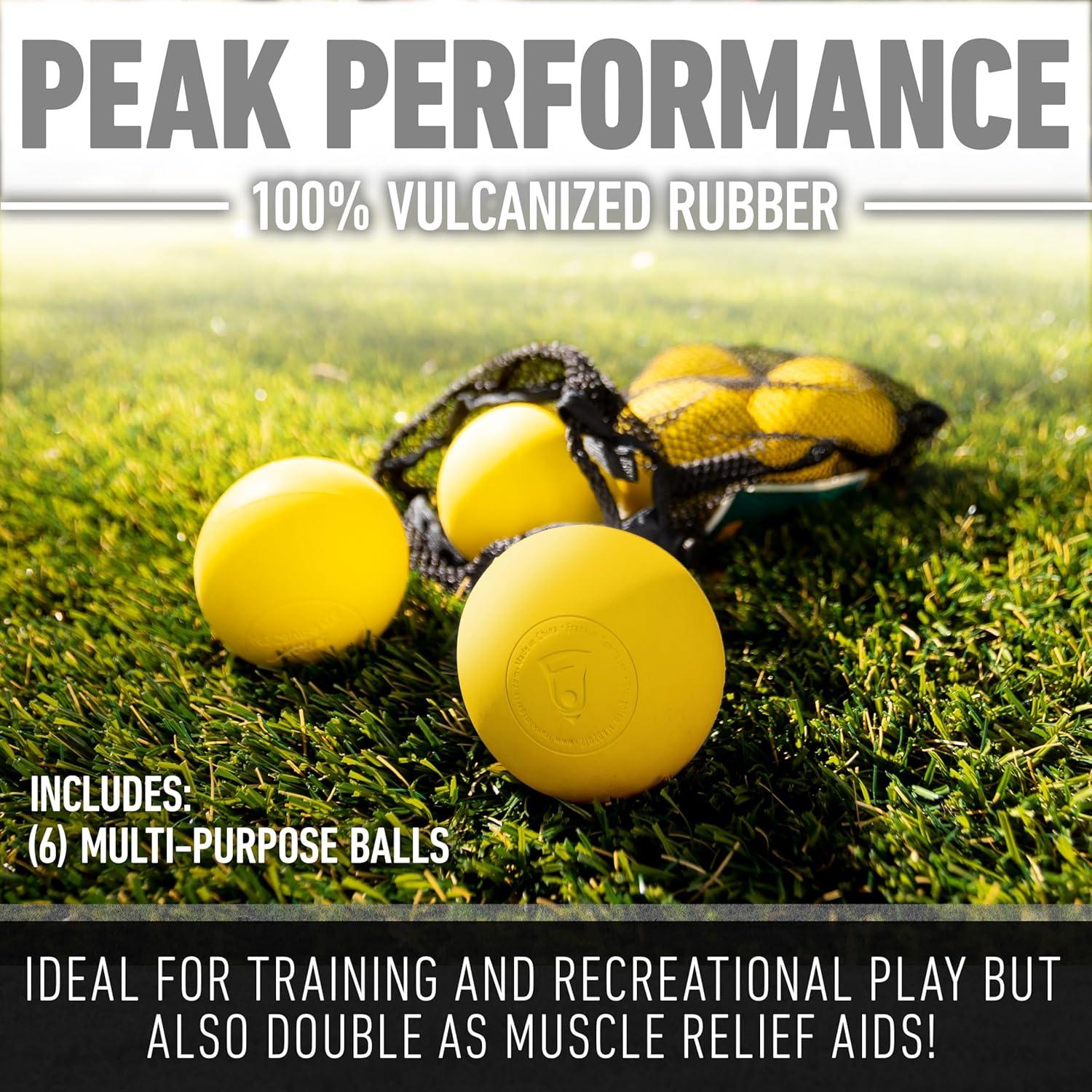 imageFranklin Sports Lacrosse Balls Official Size Lax Balls for Practice Rubber 63mm Outdoor Lacrosse Balls Great for Muscle Massage Therapy Yoga White YellowYellow