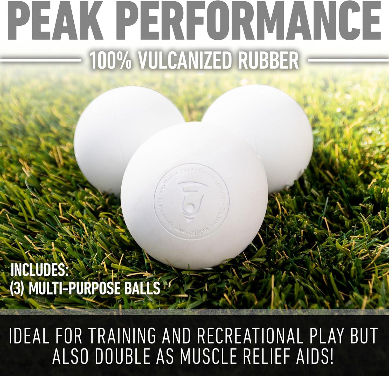 imageFranklin Sports Lacrosse Balls Official Size Lax Balls for Practice Rubber 63mm Outdoor Lacrosse Balls Great for Muscle Massage Therapy Yoga White YellowWhite