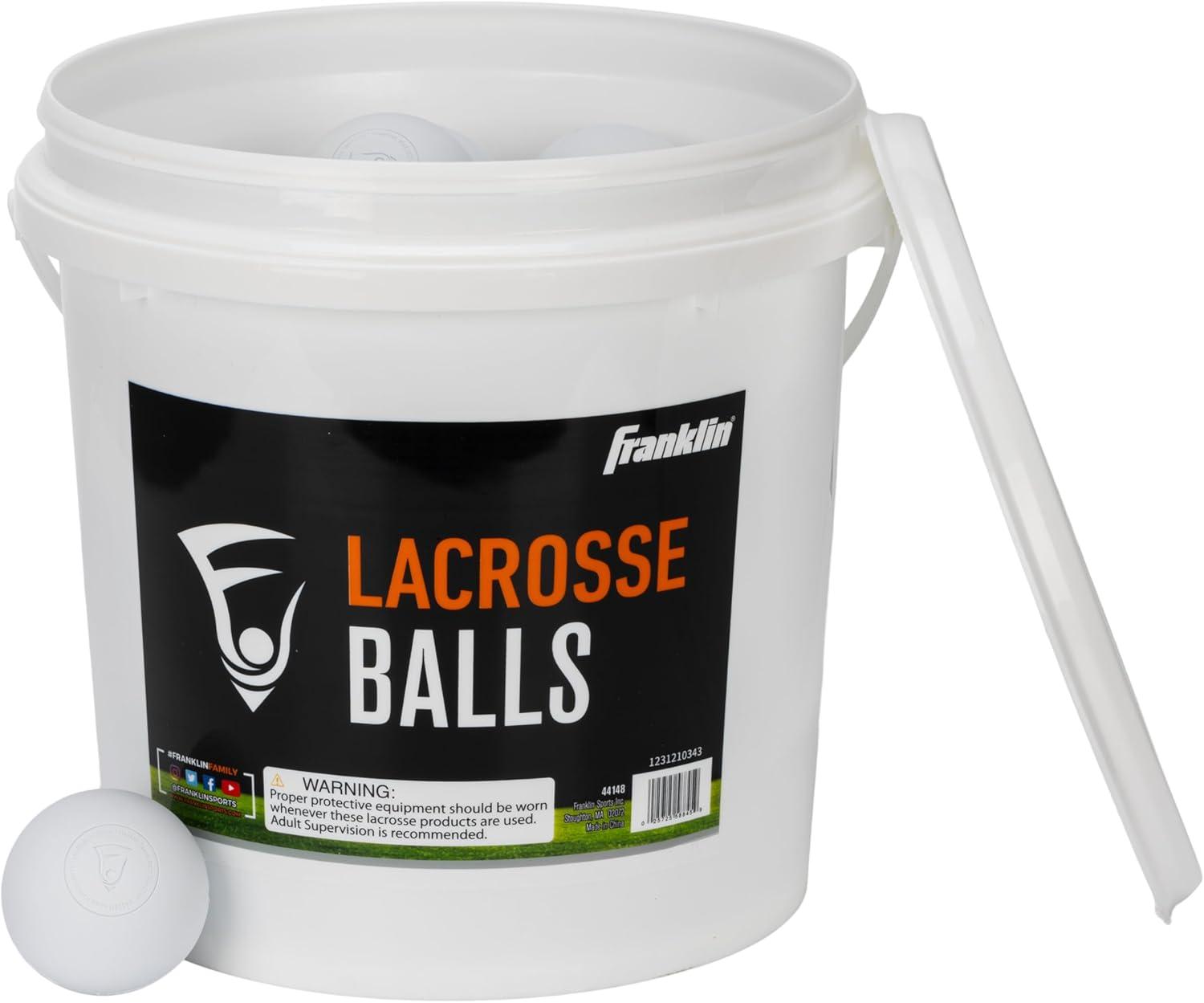 imageFranklin Sports Lacrosse Balls Official Size Lax Balls for Practice Rubber 63mm Outdoor Lacrosse Balls Great for Muscle Massage Therapy Yoga White YellowWhite