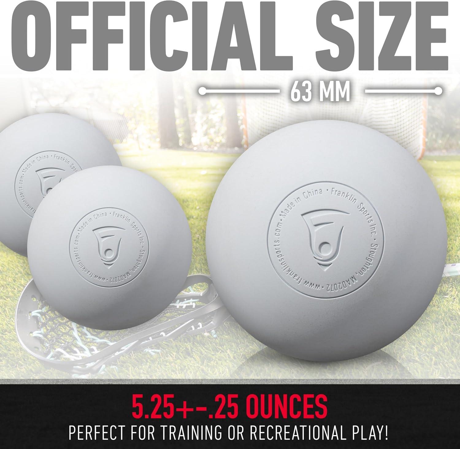 imageFranklin Sports Lacrosse Balls Official Size Lax Balls for Practice Rubber 63mm Outdoor Lacrosse Balls Great for Muscle Massage Therapy Yoga White YellowWhite