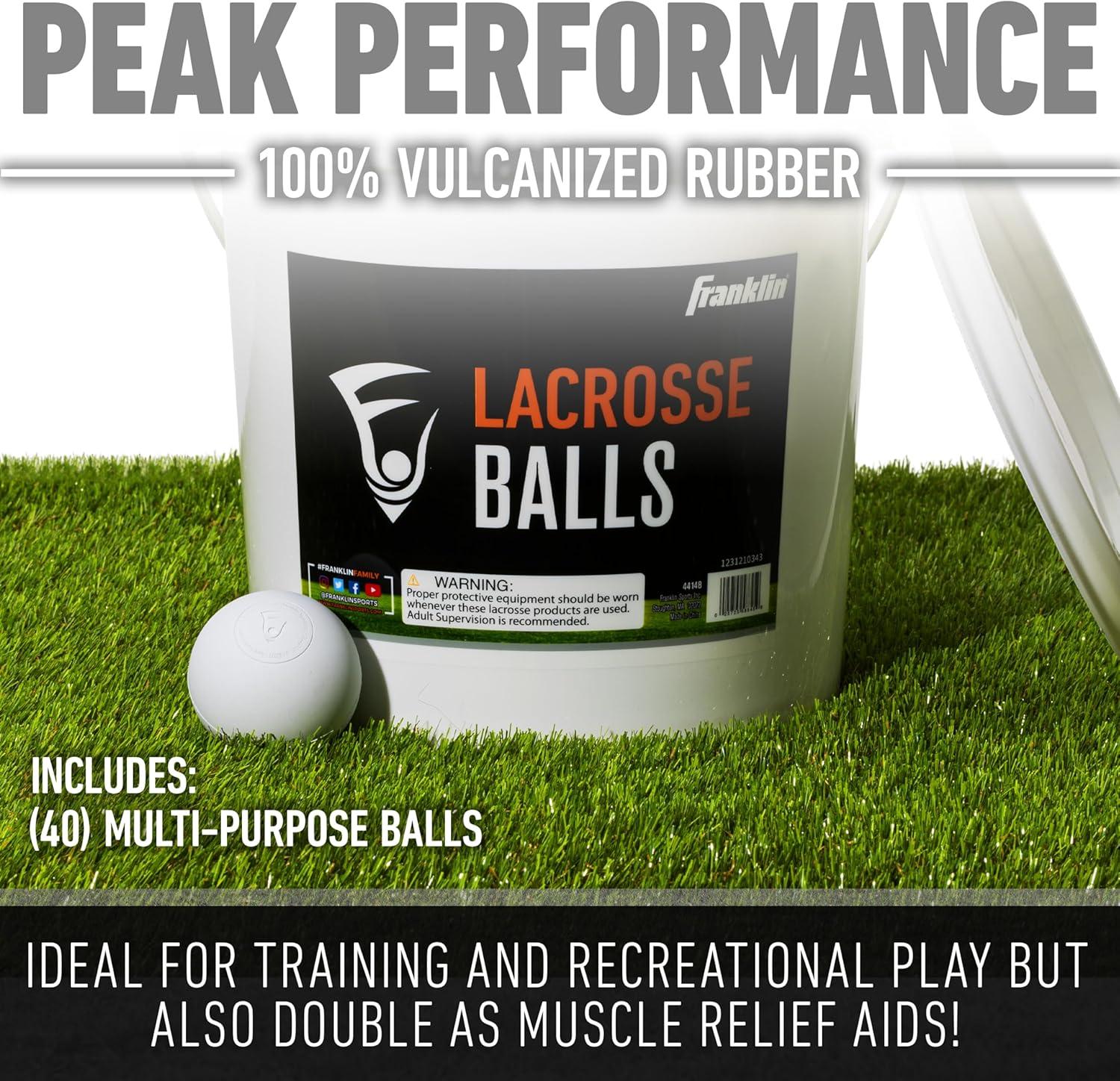 imageFranklin Sports Lacrosse Balls Official Size Lax Balls for Practice Rubber 63mm Outdoor Lacrosse Balls Great for Muscle Massage Therapy Yoga White YellowWhite