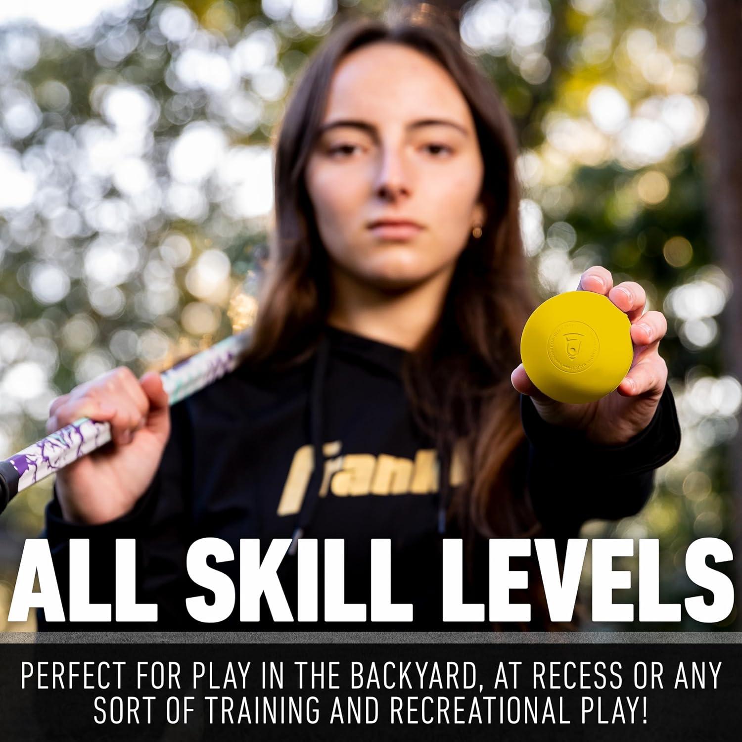 imageFranklin Sports Lacrosse Balls Official Size Lax Balls for Practice Rubber 63mm Outdoor Lacrosse Balls Great for Muscle Massage Therapy Yoga White YellowYellow