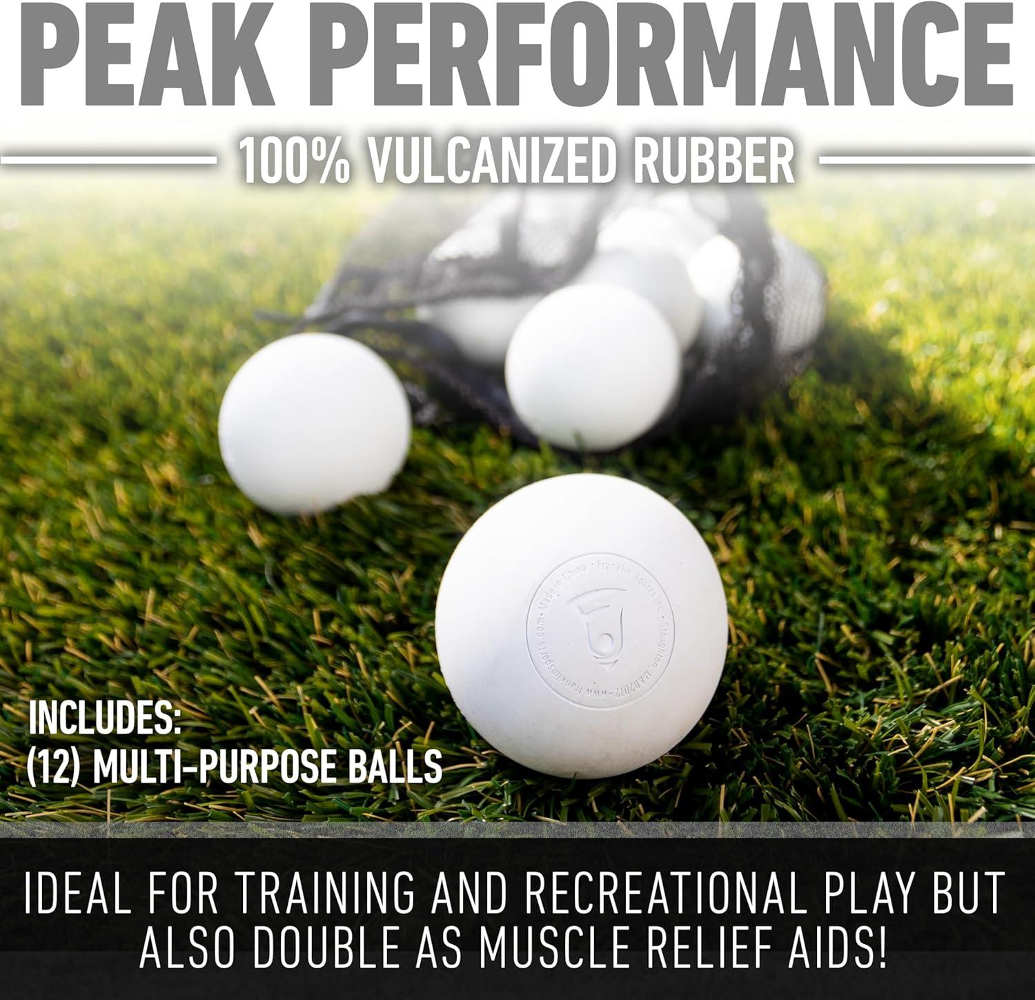 imageFranklin Sports Lacrosse Balls Official Size Lax Balls for Practice Rubber 63mm Outdoor Lacrosse Balls Great for Muscle Massage Therapy Yoga White YellowWhite