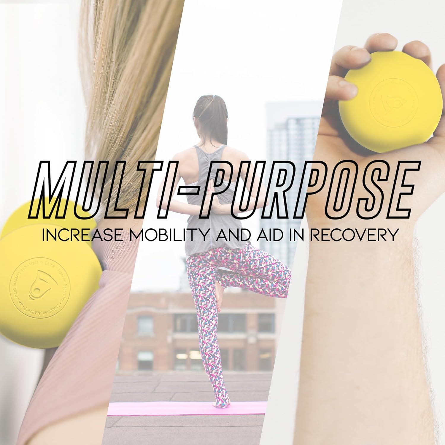 imageFranklin Sports Lacrosse Balls Official Size Lax Balls for Practice Rubber 63mm Outdoor Lacrosse Balls Great for Muscle Massage Therapy Yoga White YellowYellow