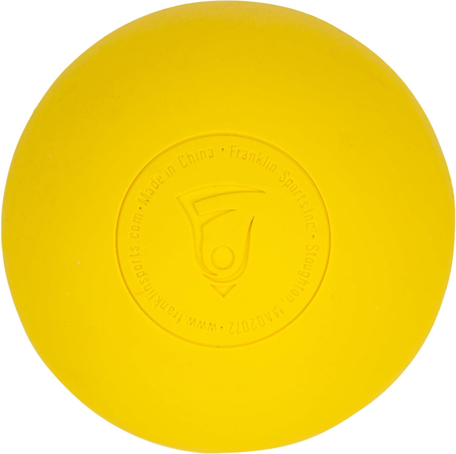 imageFranklin Sports Lacrosse Balls Official Size Lax Balls for Practice Rubber 63mm Outdoor Lacrosse Balls Great for Muscle Massage Therapy Yoga White YellowYellow