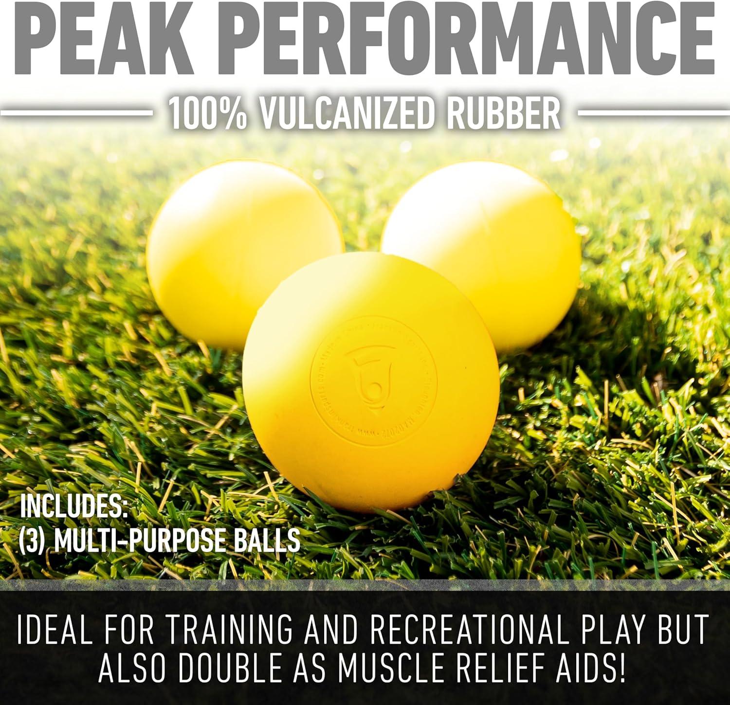 imageFranklin Sports Lacrosse Balls Official Size Lax Balls for Practice Rubber 63mm Outdoor Lacrosse Balls Great for Muscle Massage Therapy Yoga White YellowYellow