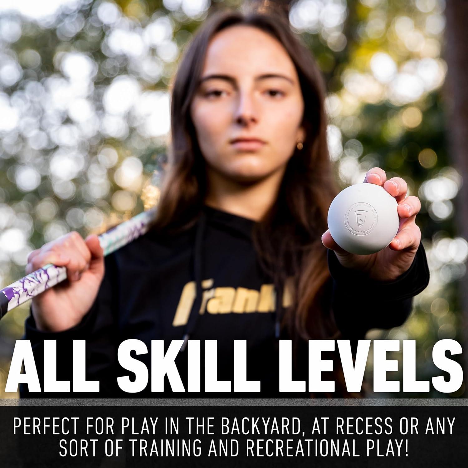 imageFranklin Sports Lacrosse Balls Official Size Lax Balls for Practice Rubber 63mm Outdoor Lacrosse Balls Great for Muscle Massage Therapy Yoga White YellowWhite