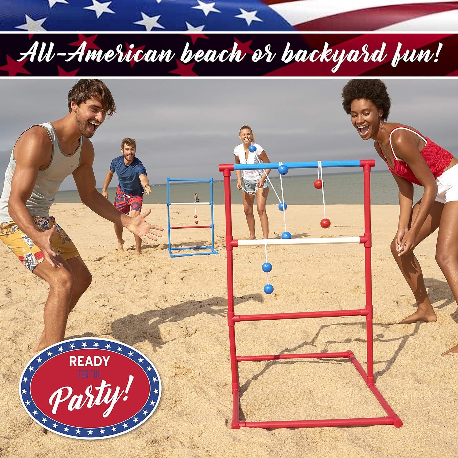 imageFranklin Sports Ladder Ball Set Includes 2 Ladder Ball Targets with Weighted Bases and 6 Bolas Ladder Golf Toss Outdoor Game For Beach or Backyard Fun Professional American and Family Set OptionsAmerican