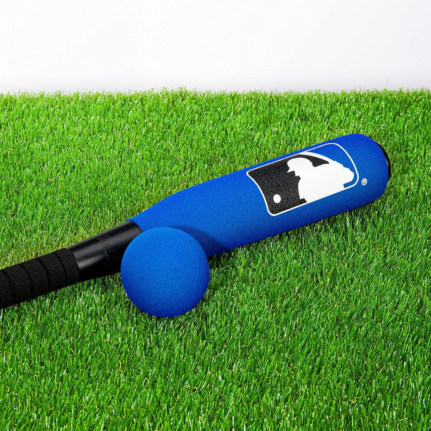 imageFranklin Sports MLB Kids Foam Baseball Bat Ball Sets Indoor Outdoor Soft Foam Baseball Bats for Kids Toddlers Regular Jumbo Barrels 24quot or 27quot LengthBlue