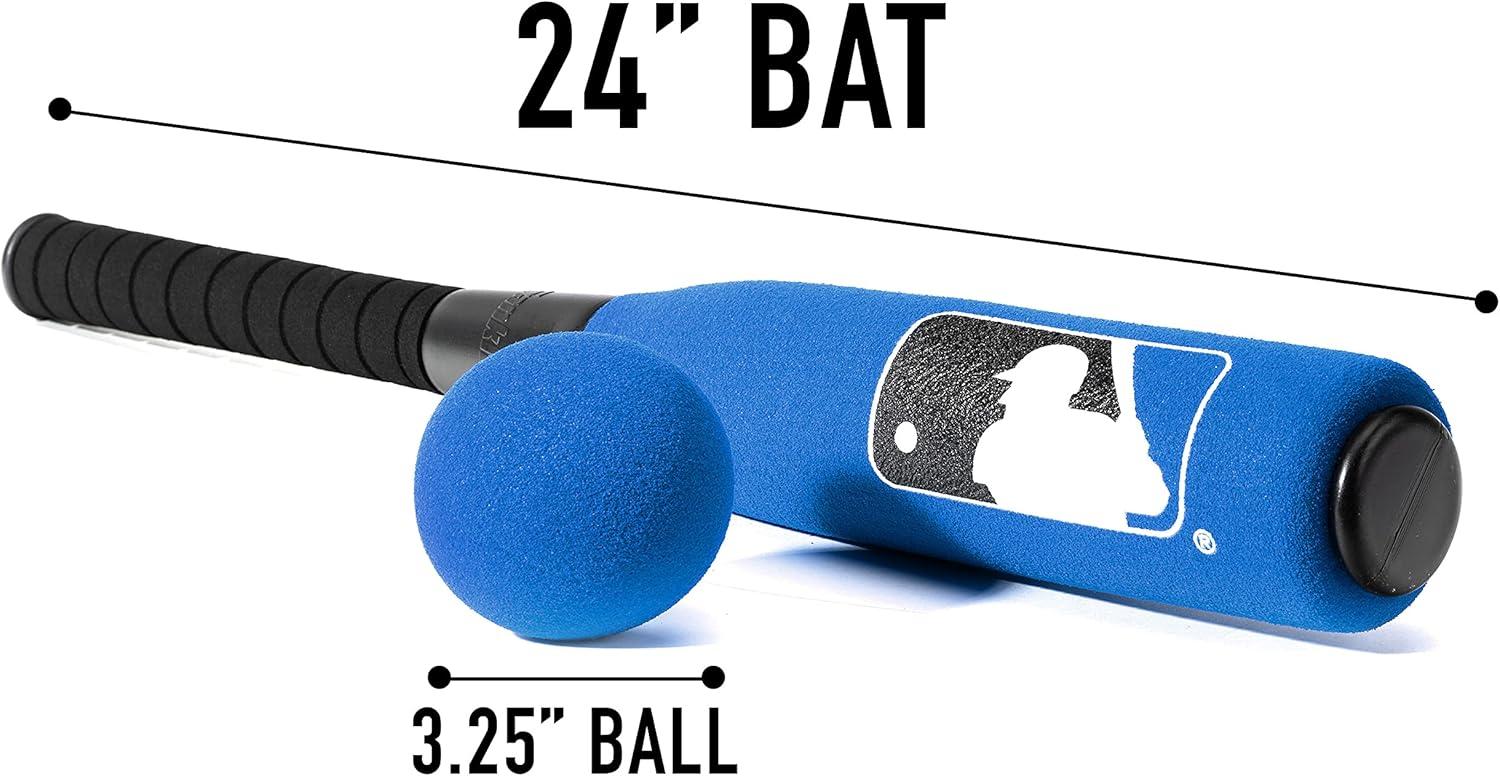 imageFranklin Sports MLB Kids Foam Baseball Bat Ball Sets Indoor Outdoor Soft Foam Baseball Bats for Kids Toddlers Regular Jumbo Barrels 24quot or 27quot LengthBlue