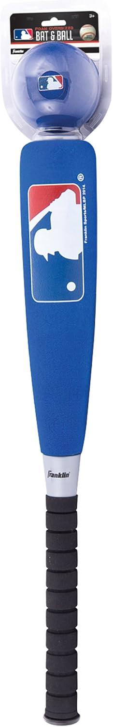 imageFranklin Sports MLB Kids Foam Baseball Bat Ball Sets Indoor Outdoor Soft Foam Baseball Bats for Kids Toddlers Regular Jumbo Barrels 24quot or 27quot LengthBlue