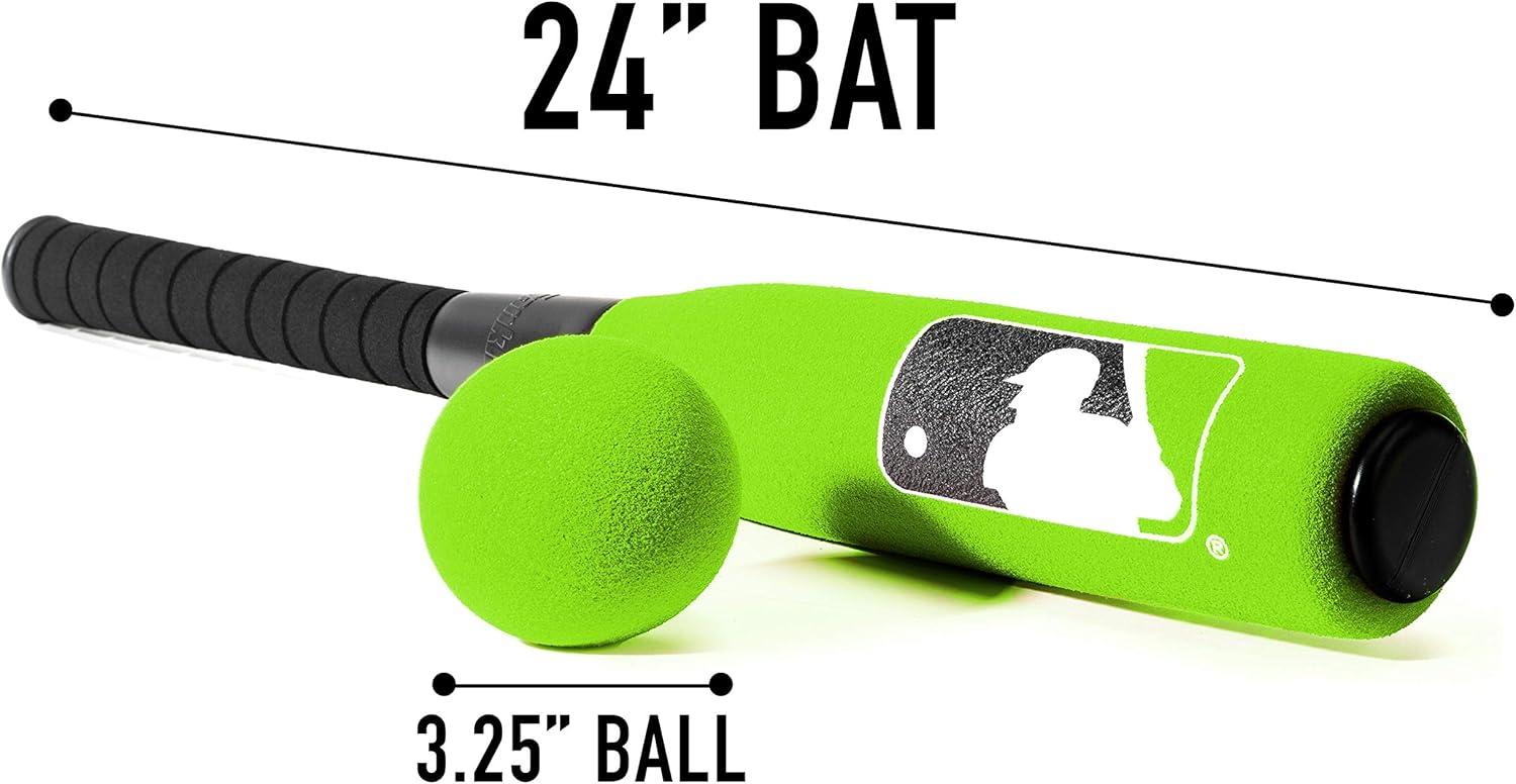 imageFranklin Sports MLB Kids Foam Baseball Bat Ball Sets Indoor Outdoor Soft Foam Baseball Bats for Kids Toddlers Regular Jumbo Barrels 24quot or 27quot LengthGreen