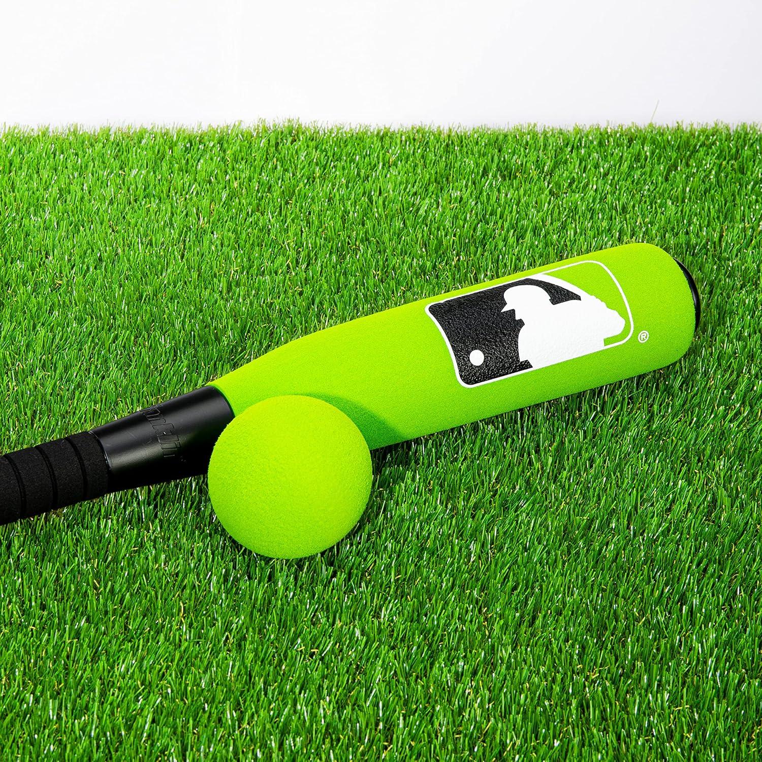 imageFranklin Sports MLB Kids Foam Baseball Bat Ball Sets Indoor Outdoor Soft Foam Baseball Bats for Kids Toddlers Regular Jumbo Barrels 24quot or 27quot LengthGreen