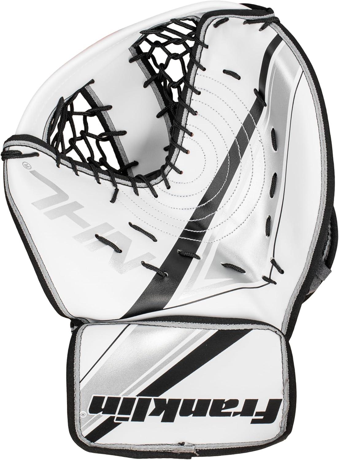 imageFranklin Sports NHL Kids Street Hockey Goalie Pads Set Kids Hockey Training Equipment Includes Block Pad Catch Glove and Goalie PadsBlackWhite