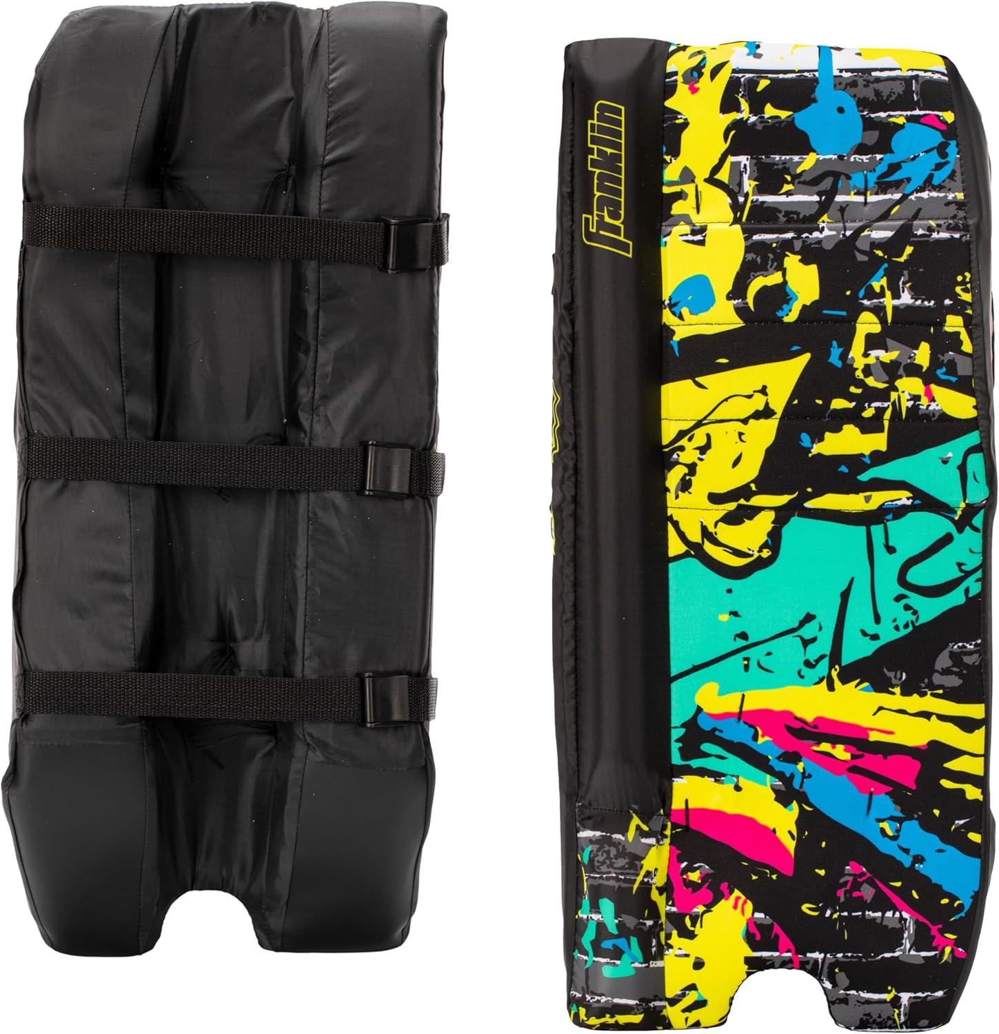 imageFranklin Sports NHL Kids Street Hockey Goalie Pads Set Kids Hockey Training Equipment Includes Block Pad Catch Glove and Goalie PadsNeon Colors