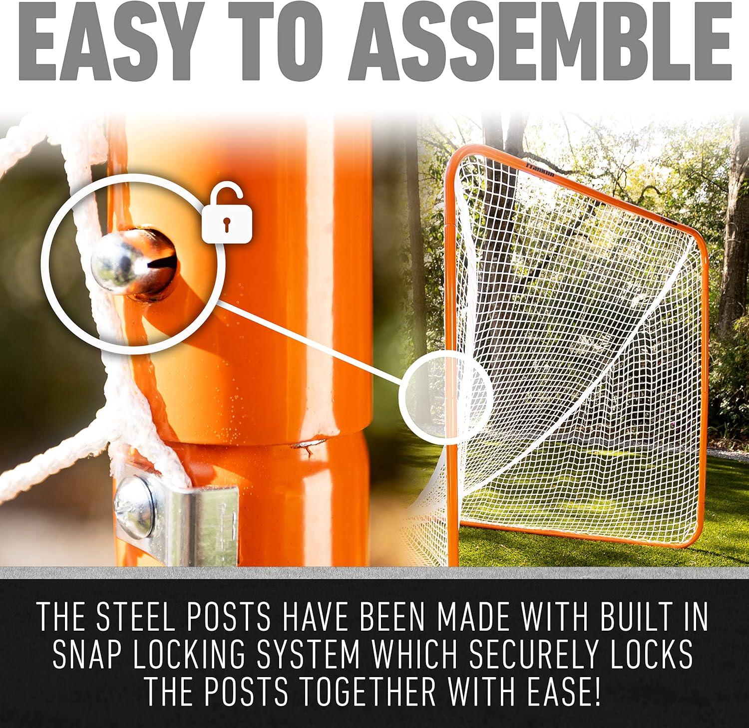 imageFranklin Sports Official Size Lacrosse Goal Portable Steel Backyard Lacrosse Net for Kids Adults Lax Training Equipment 72quot x 72quot