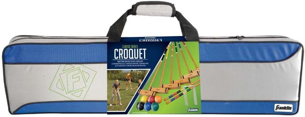 imageFranklin Sports Outdoor Croquet Set 6 Player Croquet Set with Stakes Mallets Wickets and Balls Backyard Lawn VintageClassic