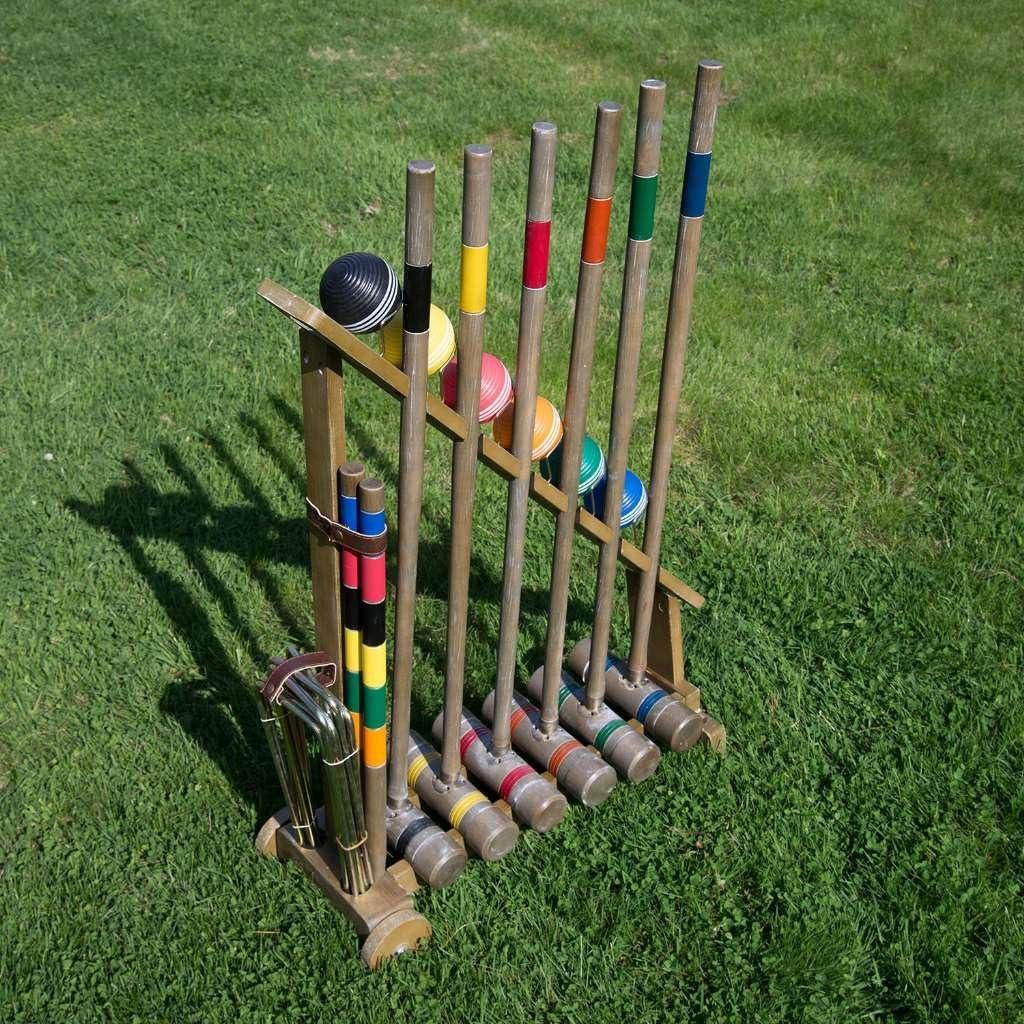 imageFranklin Sports Outdoor Croquet Set 6 Player Croquet Set with Stakes Mallets Wickets and Balls Backyard Lawn VintageVintage