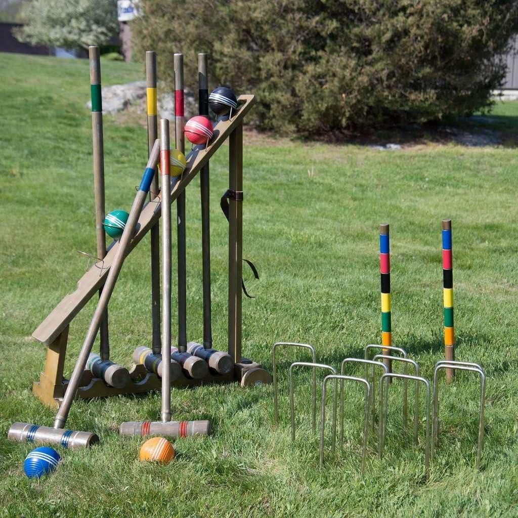 imageFranklin Sports Outdoor Croquet Set 6 Player Croquet Set with Stakes Mallets Wickets and Balls Backyard Lawn VintageVintage
