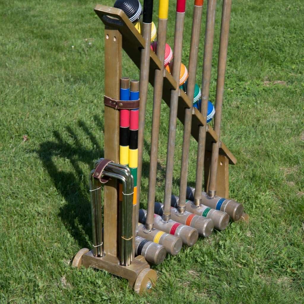 imageFranklin Sports Outdoor Croquet Set 6 Player Croquet Set with Stakes Mallets Wickets and Balls Backyard Lawn VintageVintage