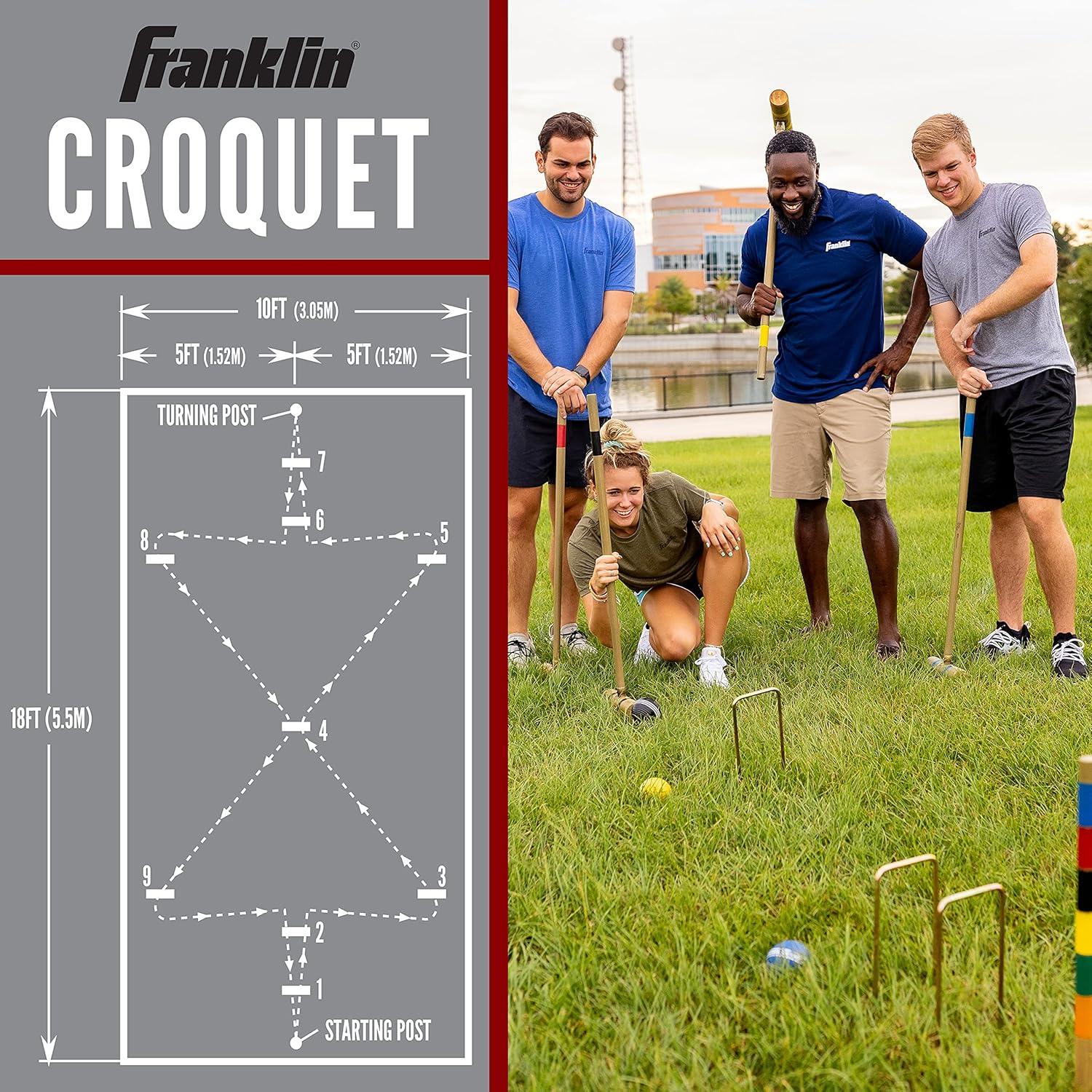 imageFranklin Sports Outdoor Croquet Set 6 Player Croquet Set with Stakes Mallets Wickets and Balls Backyard Lawn VintageVintage