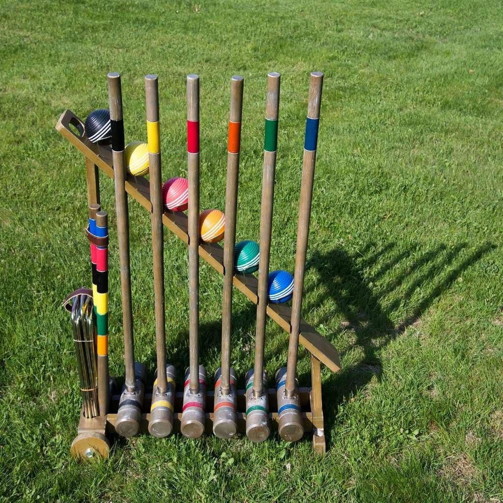 imageFranklin Sports Outdoor Croquet Set 6 Player Croquet Set with Stakes Mallets Wickets and Balls Backyard Lawn VintageVintage