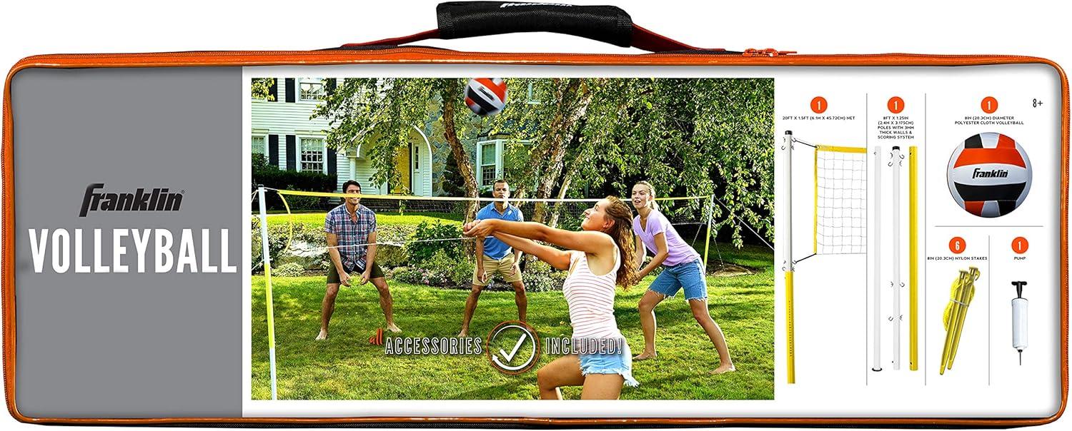 imageFranklin Sports Outdoor Volleyball Net Sets Beach Backyard Portable Volleyball Net with Poles Complete Outdoor Volleyball Sets with Net Volleyball IncludedFamily