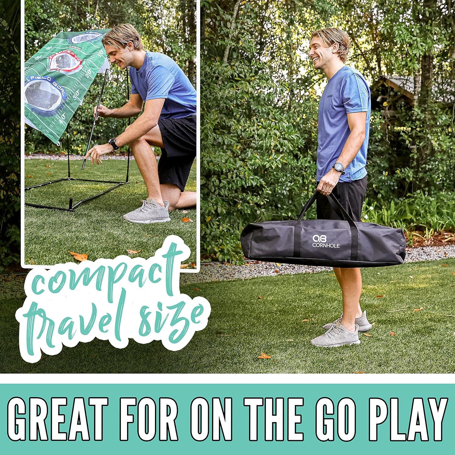 imageFranklin Sports QB Cornhole Set 3 Hole Cornhole Target Football Game Football Game for Tailgates Parties More Target Toss Passing Set