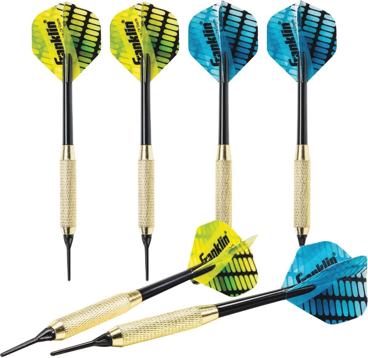 imageFranklin Sports Soft Tip Darts Set 6 Pack of 18 Gram Soft Tip Darts Removable Standard Nylon Flights and Brass Barrels Lightweight Full Dart Set