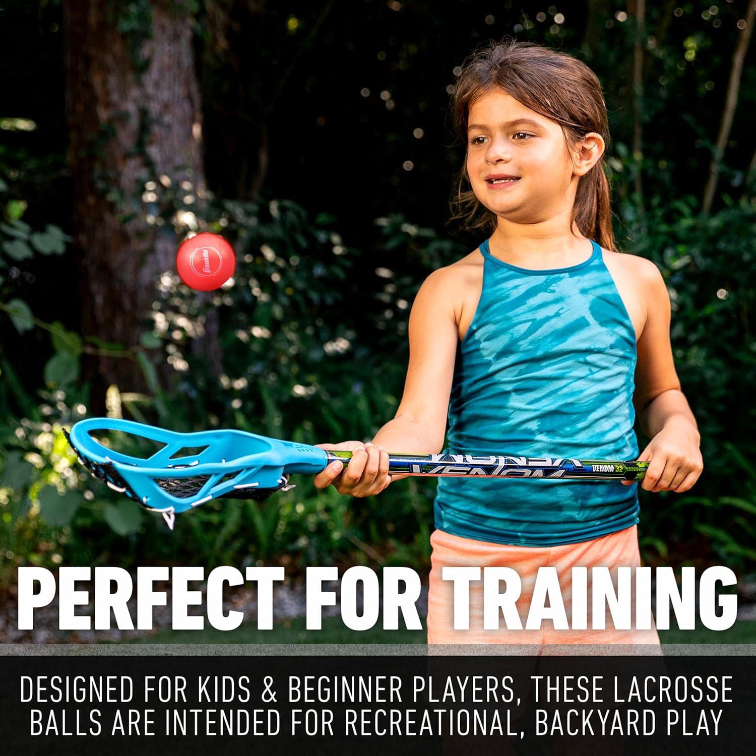 imageFranklin Sports Soft Training Lacrosse Ball Bucket 20 Kids Soft Rubber Lacrosse Balls for Indoor Outdoor Play Official Size Youth Lax Equipment for Kids Beginners