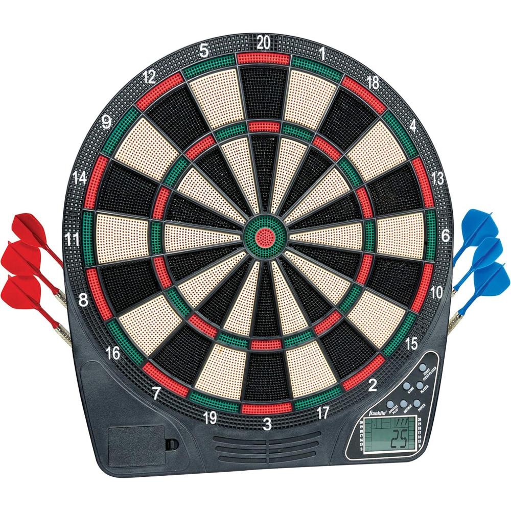 imageFranklin Sports Electronic Dart Board Sets  Soft Tip Electric Dartboard with Digital Scoreboard  6 Darts IncludedDartboard