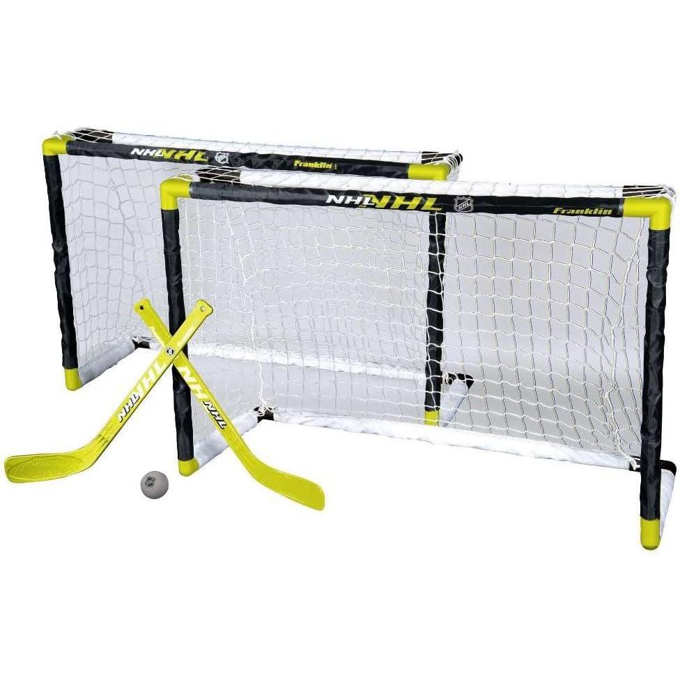 imageFranklin Sports Knee Hockey Goal Set  Mini Hockey Goals  2 Goals  Pro Style Top Shelf  Kids Hockey Set  NHL White