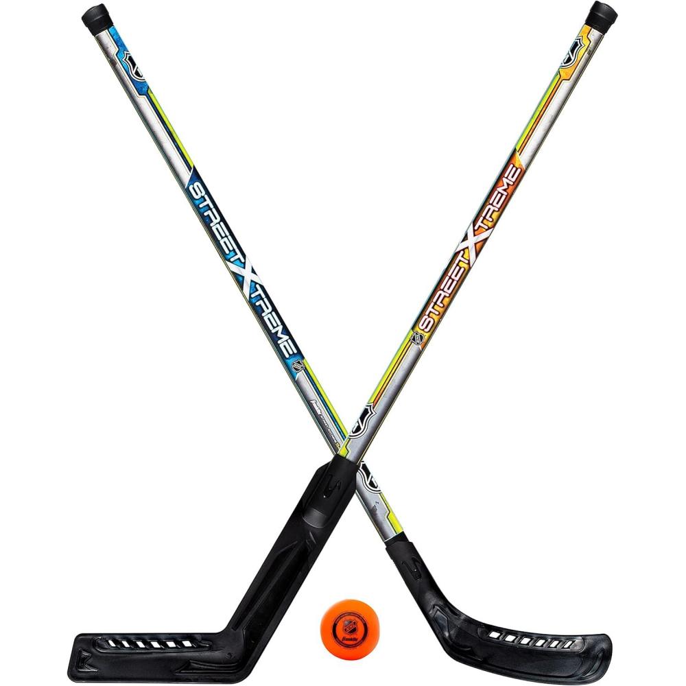imageFranklin Sports NHL Kids Street Hockey Stick Set  Includes 2 Youth Street Hockey Sticks  1 Outdoor Roller Hockey Ball  Perfect Hockey Starter Set for KidsGoaliePlayer Stick