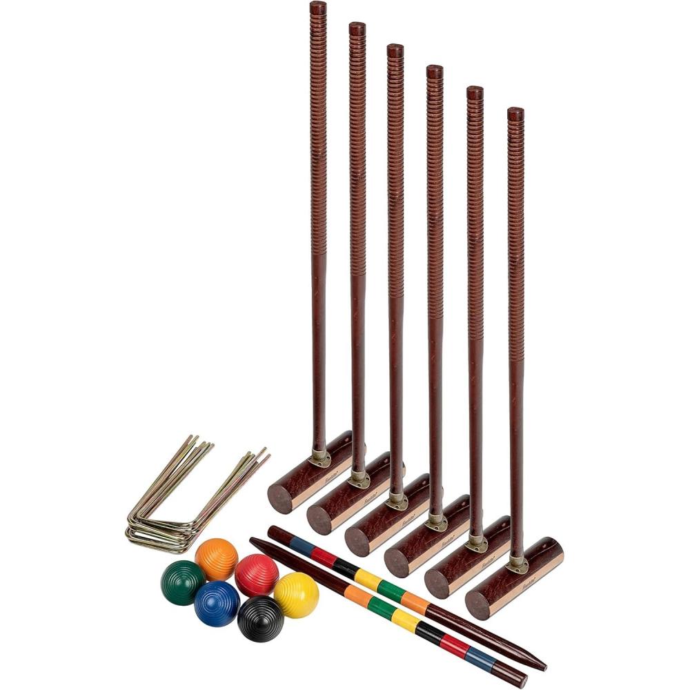 imageFranklin Sports Outdoor Croquet Set 6 Player Croquet Set with Stakes Mallets Wickets and Balls Backyard Lawn VintageExpert