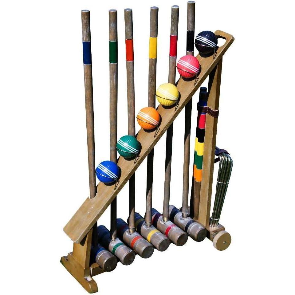 imageFranklin Sports Outdoor Croquet Set  6 Player Croquet Set with Stakes Mallets Wickets and Balls  Backyard Lawn  VintageVintage
