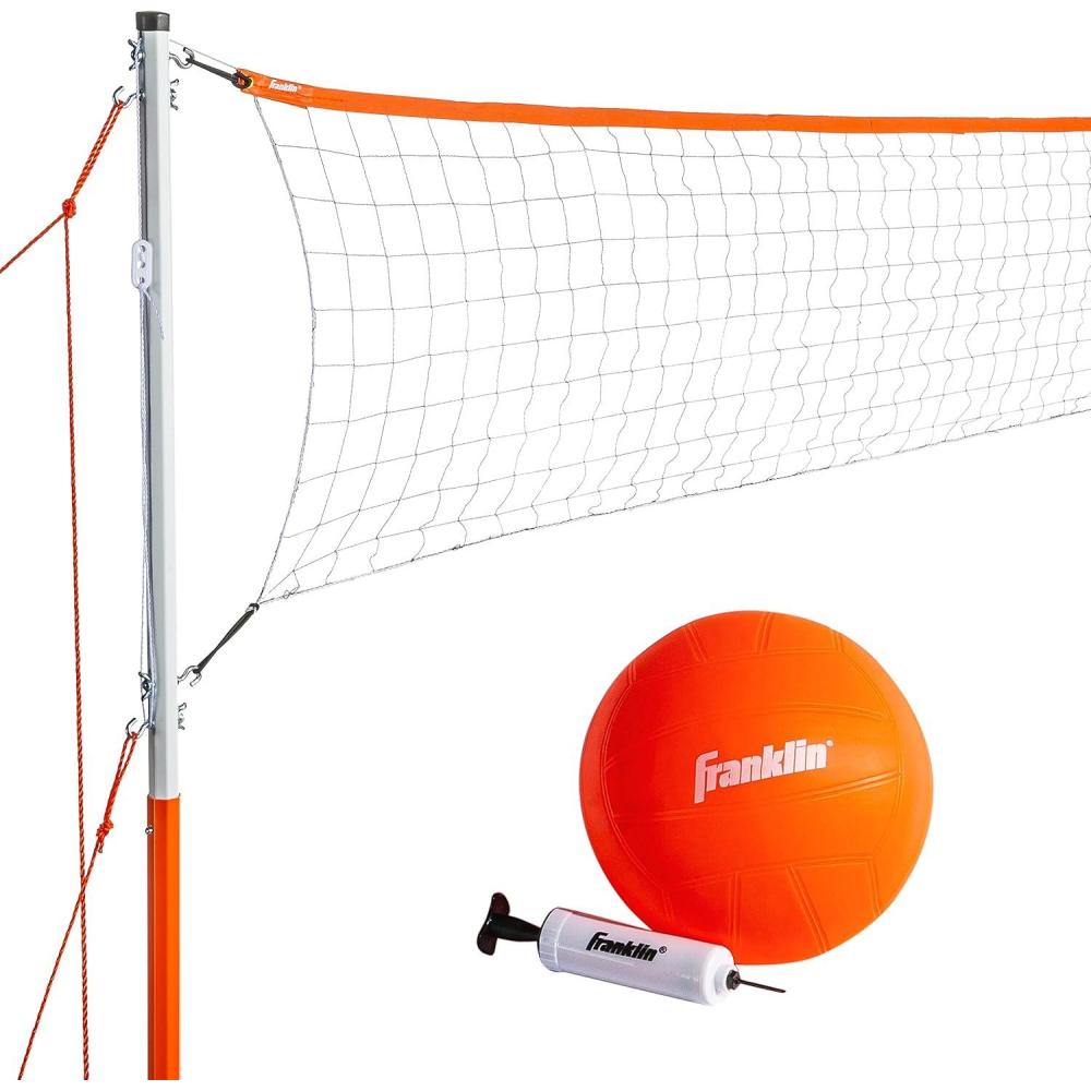 imageFranklin Sports Outdoor Volleyball Net Sets  Beach  Backyard Portable Volleyball Net with Poles  Complete Outdoor Volleyball Sets with Net  Volleyball IncludedStarter