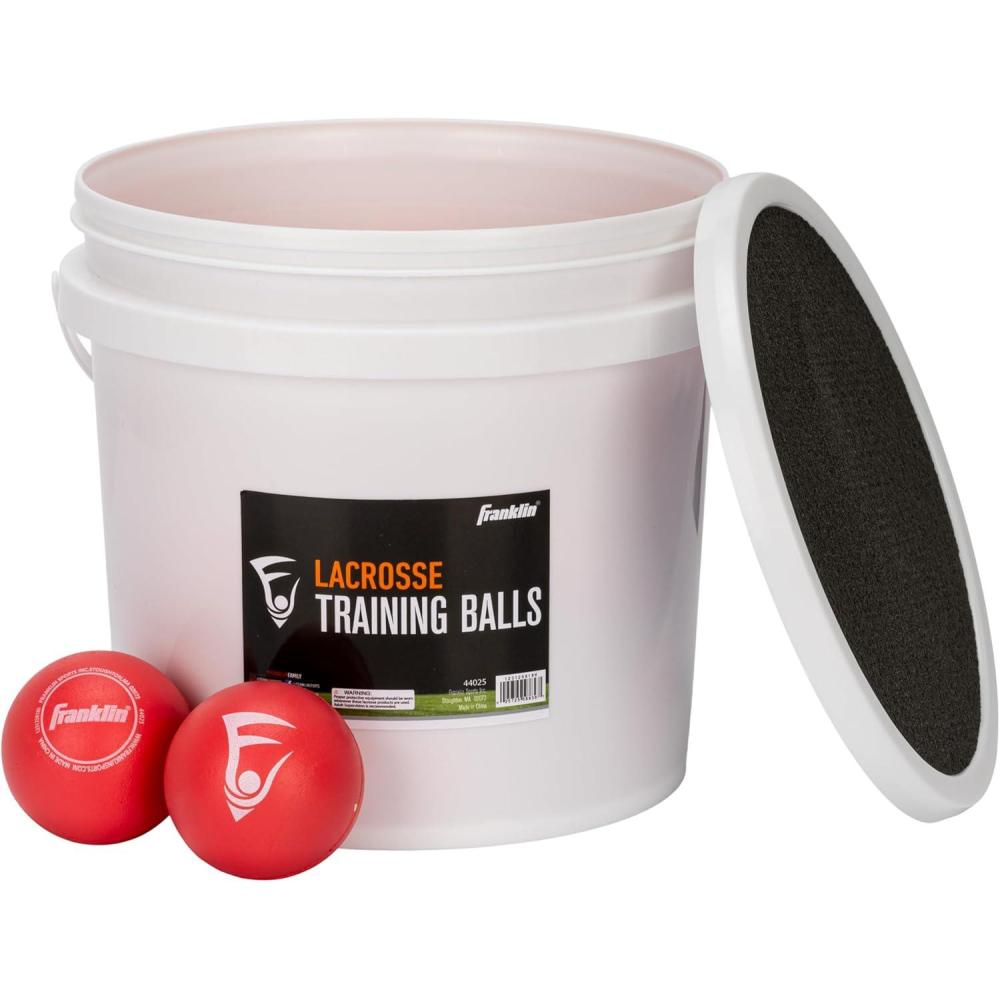 imageFranklin Sports Soft Training Lacrosse Ball Bucket 20 Kids Soft Rubber Lacrosse Balls for Indoor Outdoor Play Official Size Youth Lax Equipment for Kids Beginners