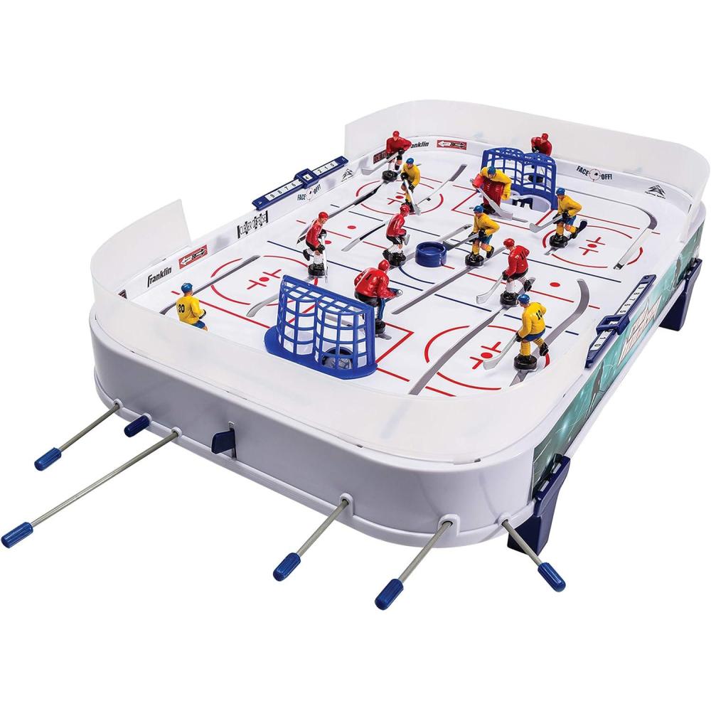 imageFranklin Sports Table Top Rod Hockey Game Set  Perfect Hockey Toy  Gameroom Game for Kids  Family  Mini Tabletop Rod Hockey Board  Pucks Included