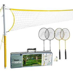 Franklin Sports Badminton Net Sets – Outdoor Backyard + Beach Badminton Net + Equipment Set – (4) Rackets + (2) Birdies + Portable Net Included – Adults + Kids Set(Family)