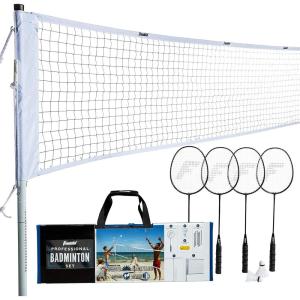 Franklin Sports Badminton Net Sets – Outdoor Backyard + Beach Badminton Net + Equipment Set – (4) Rackets + (2) Birdies + Portable Net Included – Adults + Kids Set(Professional)