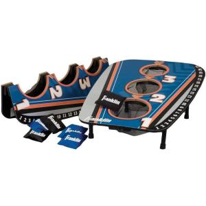 Franklin Sports Bean Bag Toss Yard Game – 3 Hole Cornhole Board Set – with 6 Bean Bags(Blue – Foldable)