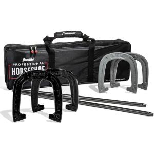 Franklin Sports Horseshoes Sets – Metal Horseshoe Game Sets for Adults + Kids – Official Weight Steel Horseshoes – Beach + Lawn Horseshoes Sets – Sets Include (4) Horseshoes and (2) Ground Stakes(Professional)