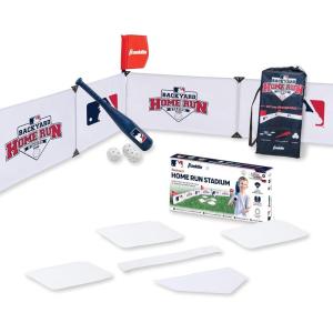 Franklin Sports MLB Kids Backyard Baseball Stadium – Kids Plastic Baseball Set with Home Run Walls, Bat, Plastic Balls + Throw Down Bases – 14′ Fence for Backyard Diamond