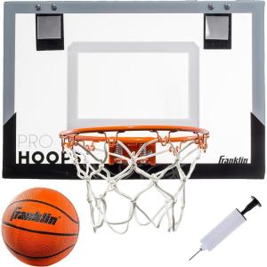 Franklin Sports Mini Basketball Hoops-Indoor Over The Door Mini Hoop+Basketball Sets-Perfect Accessory for Bedroom+Office(17.75″ x 12″)