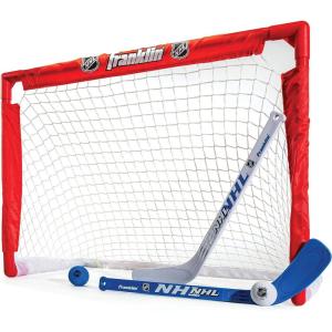 Franklin Sports NHL s Mini Hockey Set – Includes 1 Knee Hockey Goal – 2 Mini Hockey Sticks + 2 Foam Balls – Indoor Mini Hockey Goal + Sticks Set