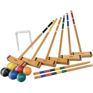 Franklin Sports Outdoor Croquet Set – 6 Player Croquet Set with Stakes Mallets Wickets and Balls – Backyard Lawn – Vintage(Classic)