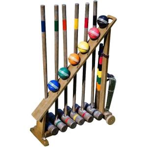 Franklin Sports Outdoor Croquet Set – 6 Player Croquet Set with Stakes Mallets Wickets and Balls – Backyard Lawn – Vintage(Vintage)