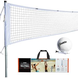 Franklin Sports Outdoor Volleyball Net Sets – Beach + Backyard Portable Volleyball Net with Poles – Complete Outdoor Volleyball Sets with Net + Volleyball Included(Professional)