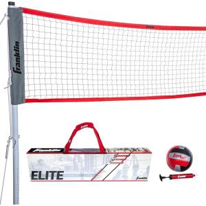 Franklin Sports Outdoor Volleyball Net Sets – Beach + Backyard Portable Volleyball Net with Poles – Complete Outdoor Volleyball Sets with Net + Volleyball Included(Elite)