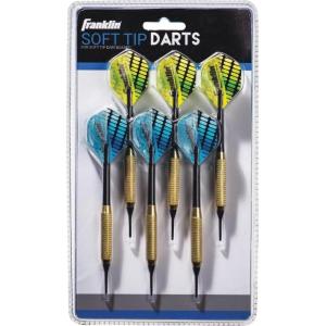 Franklin Sports Soft Tip Darts Set – 6 Pack of 18 Gram Soft Tip Darts – Removable Standard Nylon Flights and Brass Barrels – Lightweight Full Dart Set
